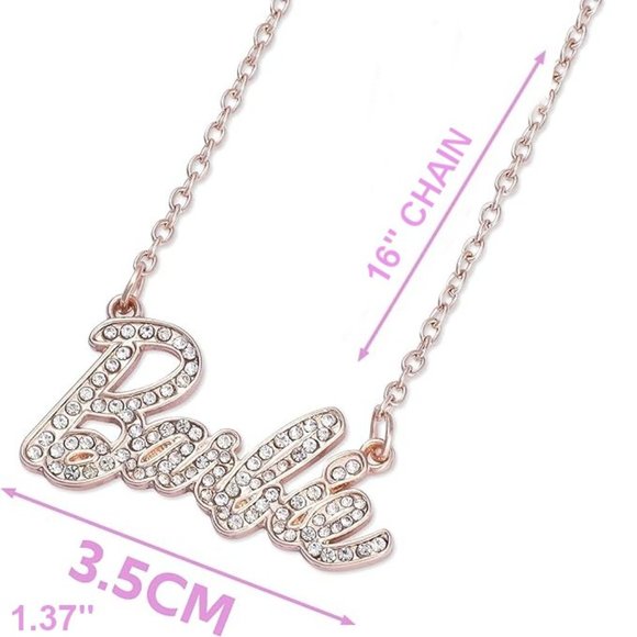 NEW Sparkling Bling Swarovski Crystal Rhinestone Barbie Logo Necklace +G… - Picture 5 of 15